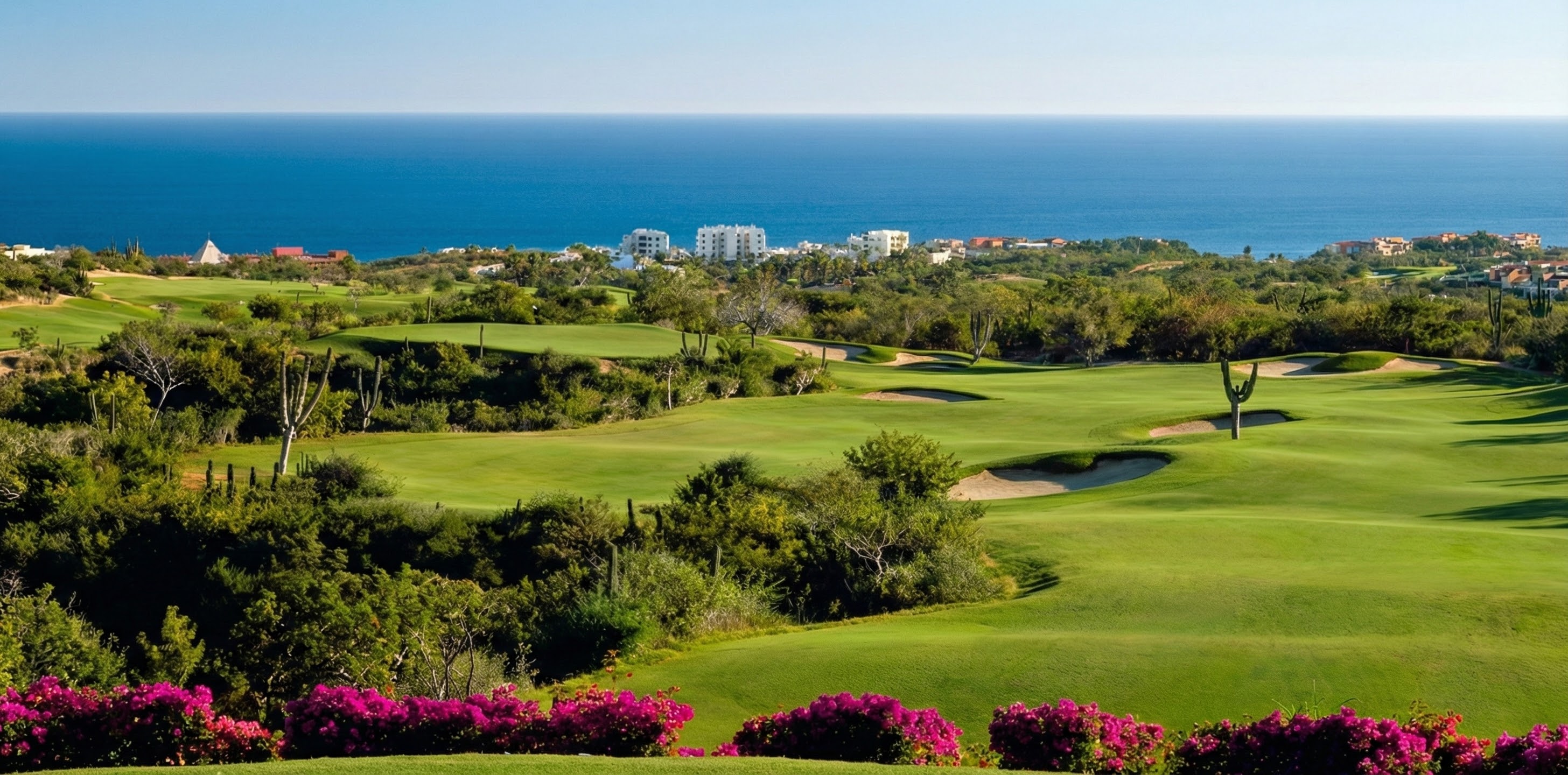 Cabo Real Golf Club fairway with Sea of Cortez